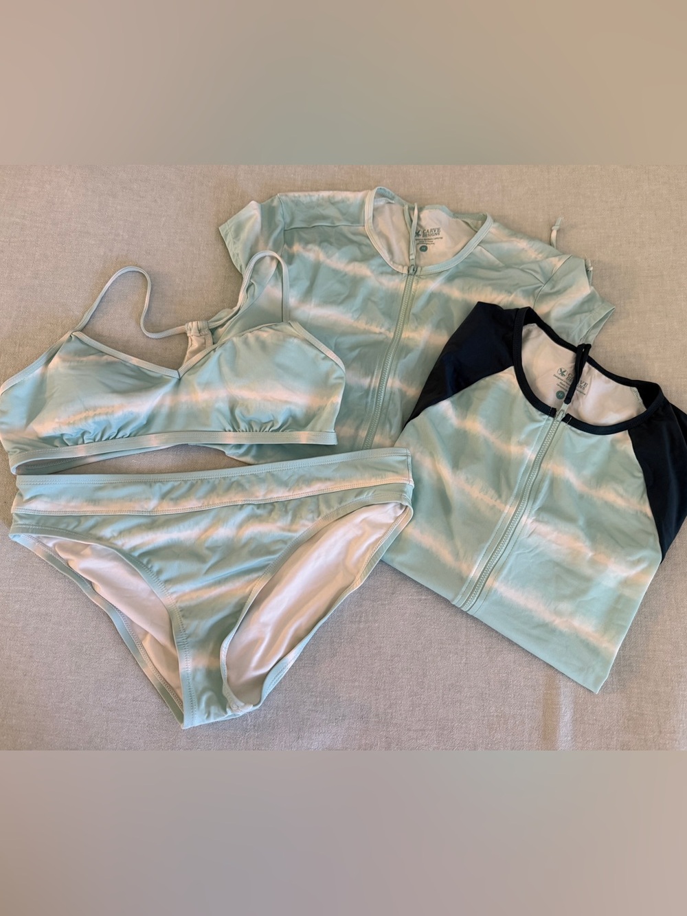 Bikini and Matching Rash Guards, Size M by Carve Designs